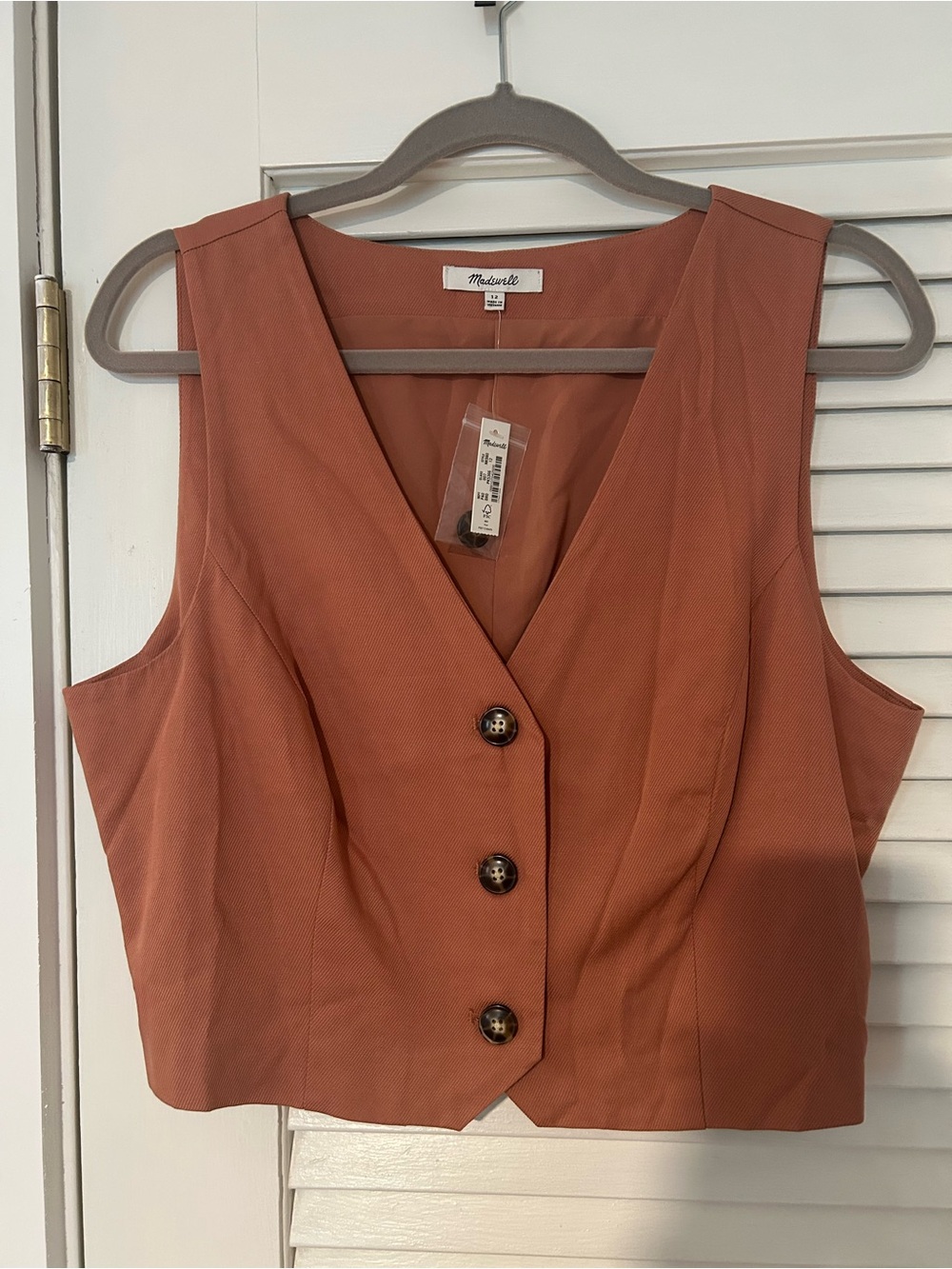 Madewell Rust-Tone Button Front Vest NWT